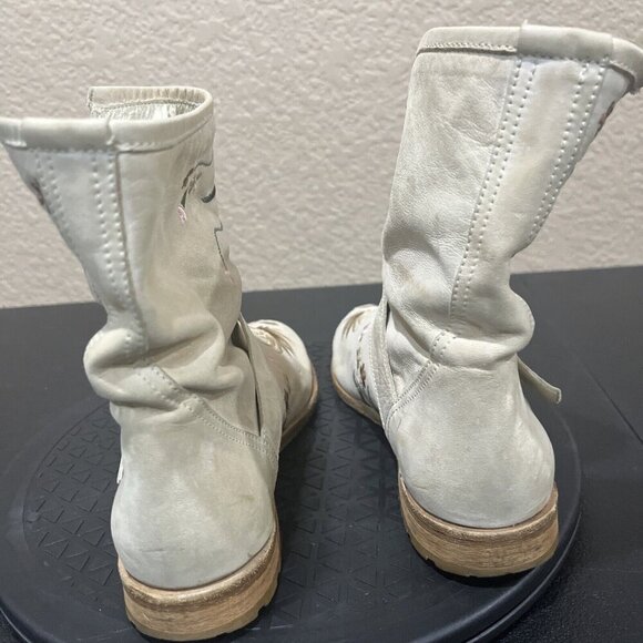 Cento Womens Floral Embroidered Leather Boots Size 36 Combat Slouchy Whimsi Boho - Picture 5 of 8